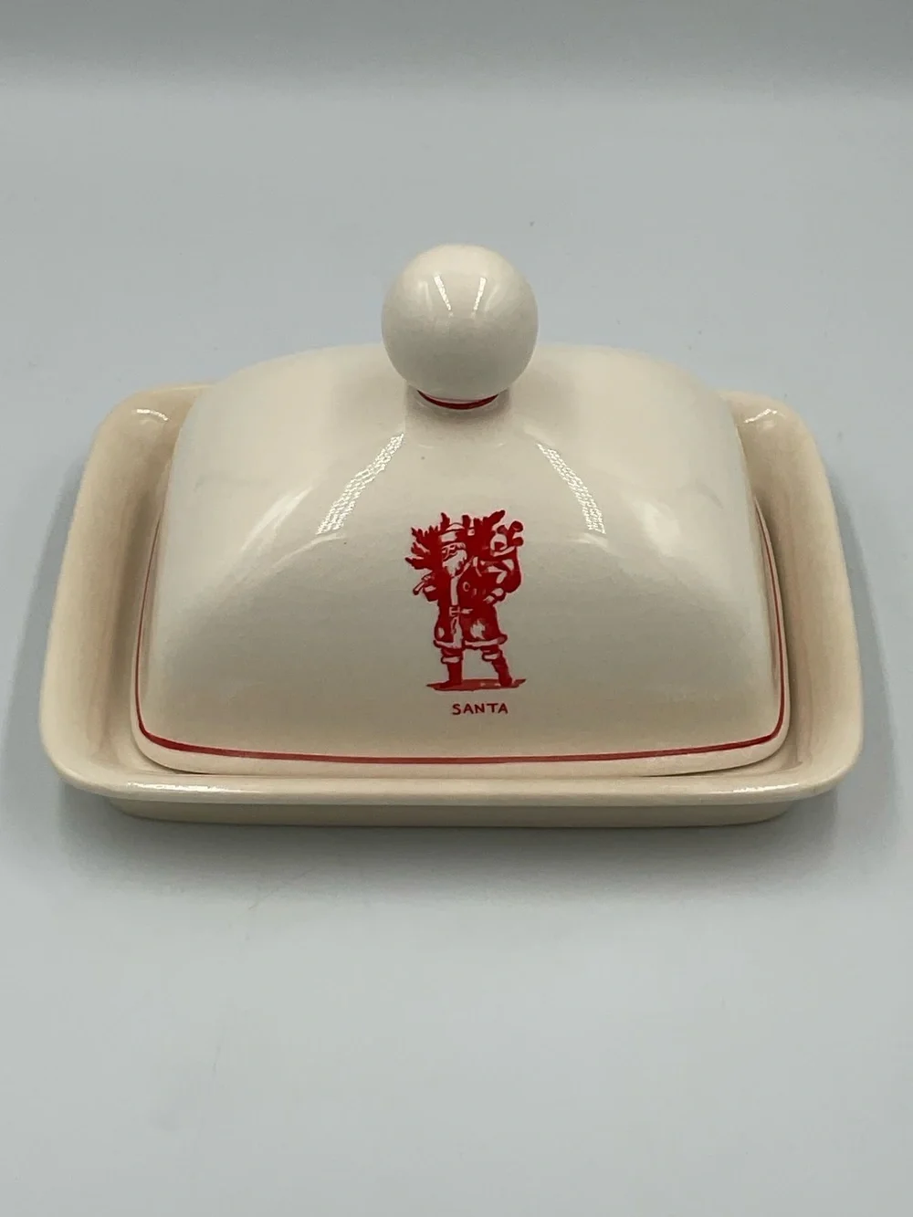 Vintage Molly Hatch “Santa” Christmas Butter Dish